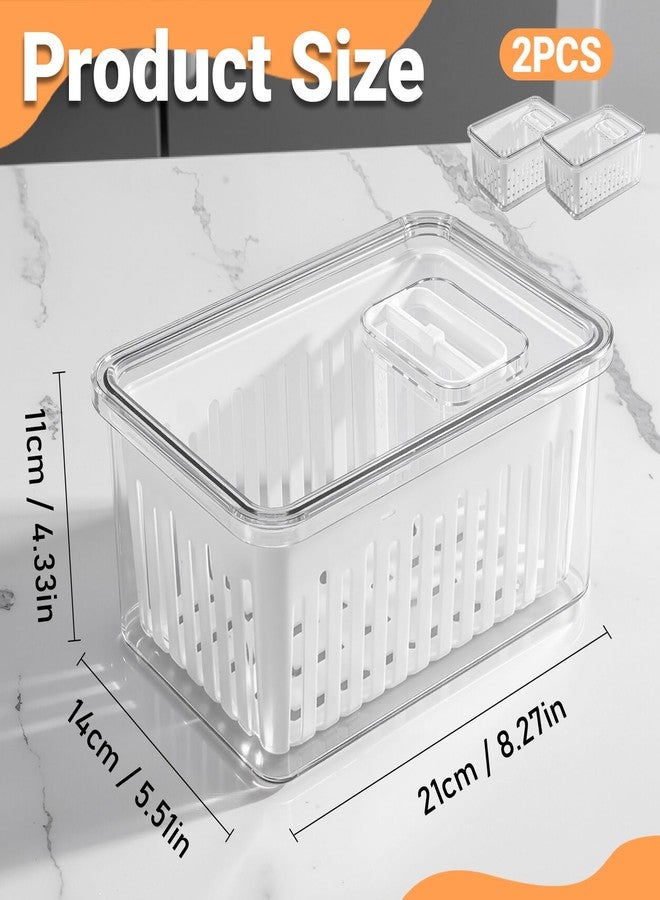 Teecyhooo 2 Pcs 3.42 Quart/3.2 L Large Berry Containers for Fridge with Colander, Lid Plastic Berry Keeper Produce Saver with Adjustable Air Vent Storage Keep Fruit Lettuce Fresh, 8.3x5.5x4.3inch - Image 3